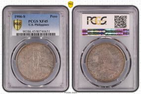 1906-S Peso KM-168  Ag XF45