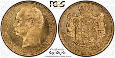 1908-VBP 20 Kr KM-810  Au MS64