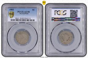 1883 5C No CENTS AU50