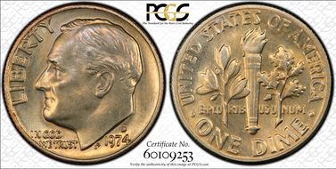 1974-D 10C MS66FB