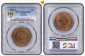 1890-A 10C Gad-265a F-135 MS64RB