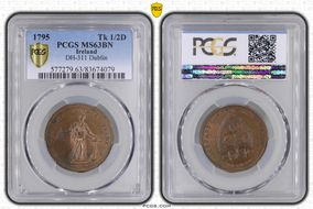 1795 Tk 1/2D DH-311 Dublin H MS63BN