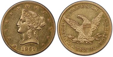1862 $10 AU55
