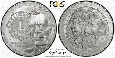 2017-P $1 Lions Club International MS70
