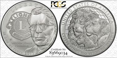 2017-P $1 Lions Club International MS70