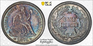 1874 10C Arrows MS64