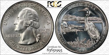 2015-P 25C Bombay Hook NP MS68