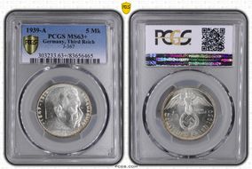 1939-A 5 Mk J-367 MS63+