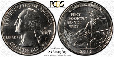 2016-D 25C Cumberland Gap NP MS68