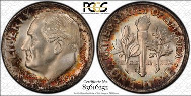 1950-S 10C MS67+ FB