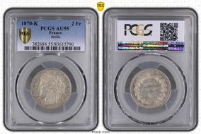 1870-K 2 Fr Gad-529 Étoile AU55