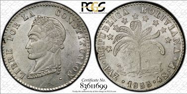 1855-PAZ F 4 Sol KM-130  Ag AU58