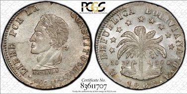 1863-PTS FP 8 Sol KM-138.6 Ag AU58