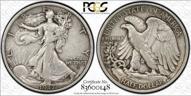 1917-D 50C Obverse VF30