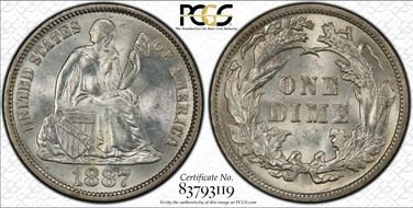 1887 10C MS64