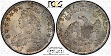 1818/7 50C Small 8 MS64