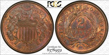 1864 2C Large Motto MS63RB