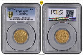 1872-M Sov S-3854 Shield AU53