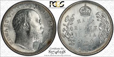 1907-B 1/2 Rup SW-7.64 Prid-316 MS62
