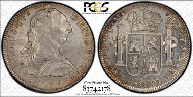 1789-Mo FM 8 R Calico-950 CAROLUS IV AU58