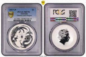 2017-P $1 Phoenix and Dragon Frosted MS70