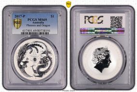 2017-P $1 Phoenix and Dragon Frosted MS69