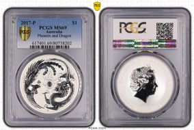 2017-P $1 Phoenix and Dragon Frosted MS69