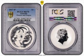 2017-P $1 Phoenix and Dragon Frosted MS70