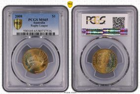 2008 $1 Rugby League MS65