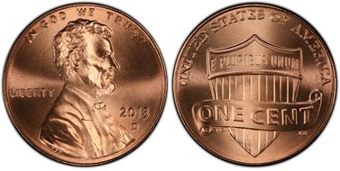 2013-D 1C Shield MS68RD