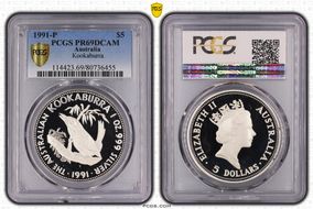 1991-P $5 Kookaburra-Facing Left PR69DCAM