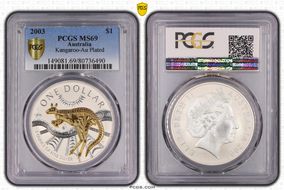 2003 $1 Kangaroo Ag Gilt MS69