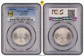 1954(m) Florin Royal Visit KM-55  Ag MS63