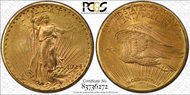 1924-D $20 MS63+