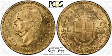 1882-R 20 L KM-21  Au MS64