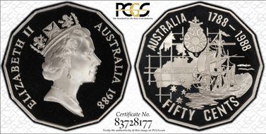1988 50C Bicentennial Ag PR69DCAM