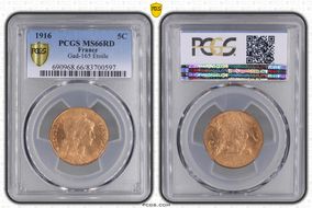 1916  5C Gad-165 F-119 Étoile MS66RD