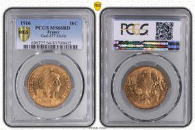 1916 10C Gad-277 F-136 Étoile MS66RD