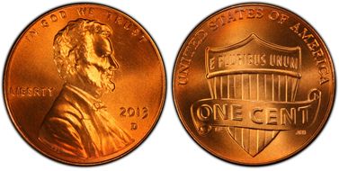 2013-D 1C Shield MS68RD