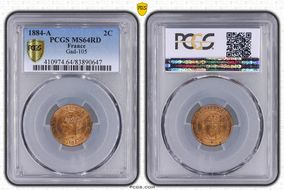 1884-A 2C Gad-105 MS64RD