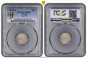 AH1335-1916-A 50C Lec-165 MS66