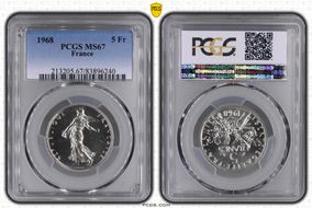 1968 5 Fr Gad-770 F-340 MS67