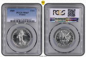 1969 5 Fr Gad-770 F-340 MS67