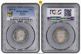 1867-A 1 Fr Gad-463 F-215 MS64