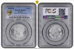 1945-B 5 Fr Gad-766 F-339 Al MS65