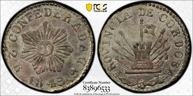 1849 2 R KM-27 7 Pt. Sun MS63