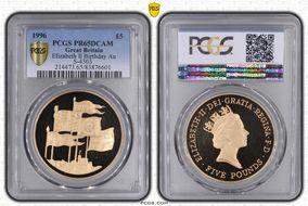 1996 £5 S-L3 Elizabeth II Birthday Au PR65DCAM