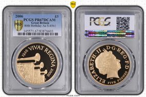 2006 £5 S-L16 80th Birthday Au PR67DCAM
