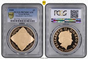 2008 £5 S-L18 Elizabeth I Au PR70DCAM