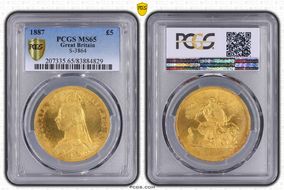 1887 £5 S-3864 MS65